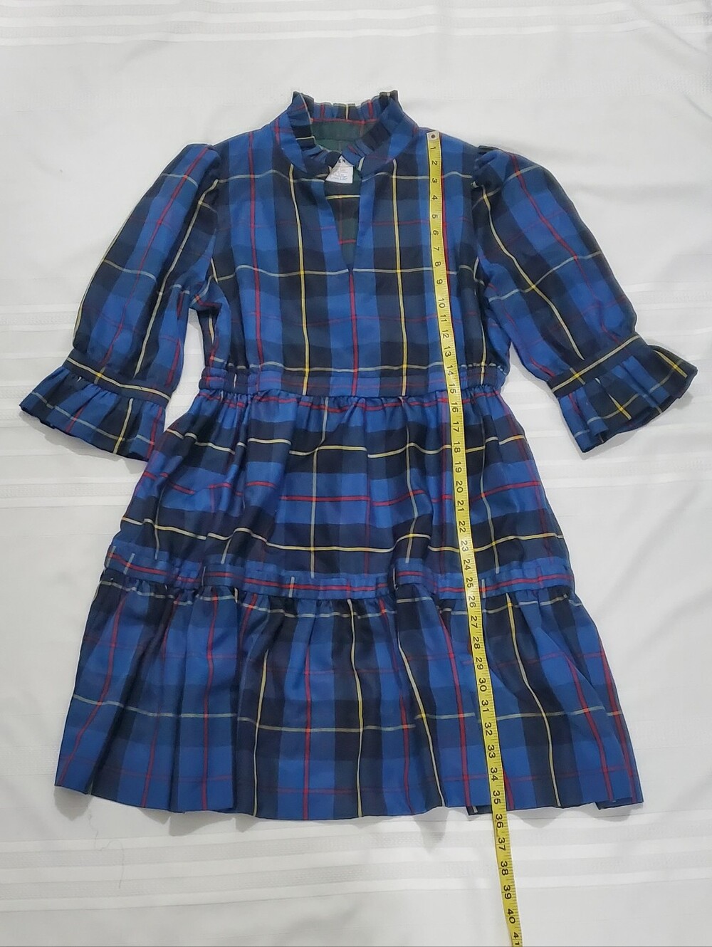 GRETCHEN SCOTT Teardrop Dress- Plaidly Cooper In Navy - Picture 2 of 10